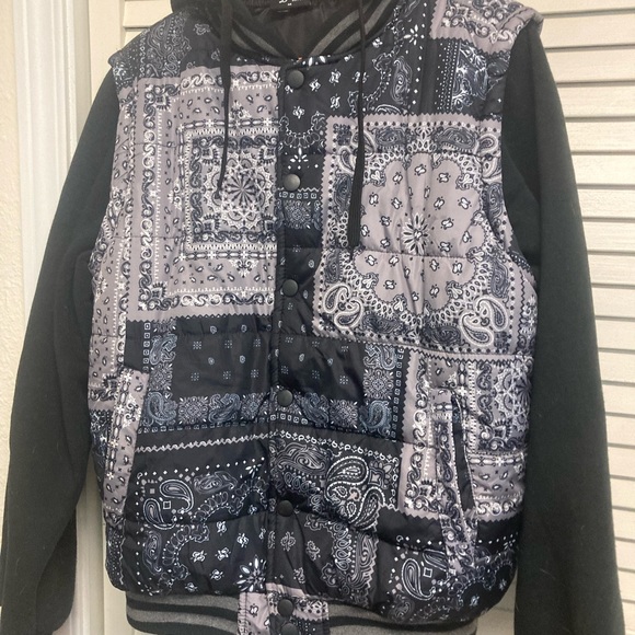 Insulated jacket: black/grey/white - Picture 1 of 6